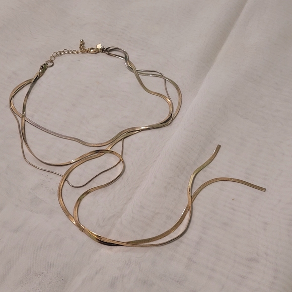 Used Banana Republic Multi Chain Gold Tone Non Magnetic Necklace - Picture 2 of 4